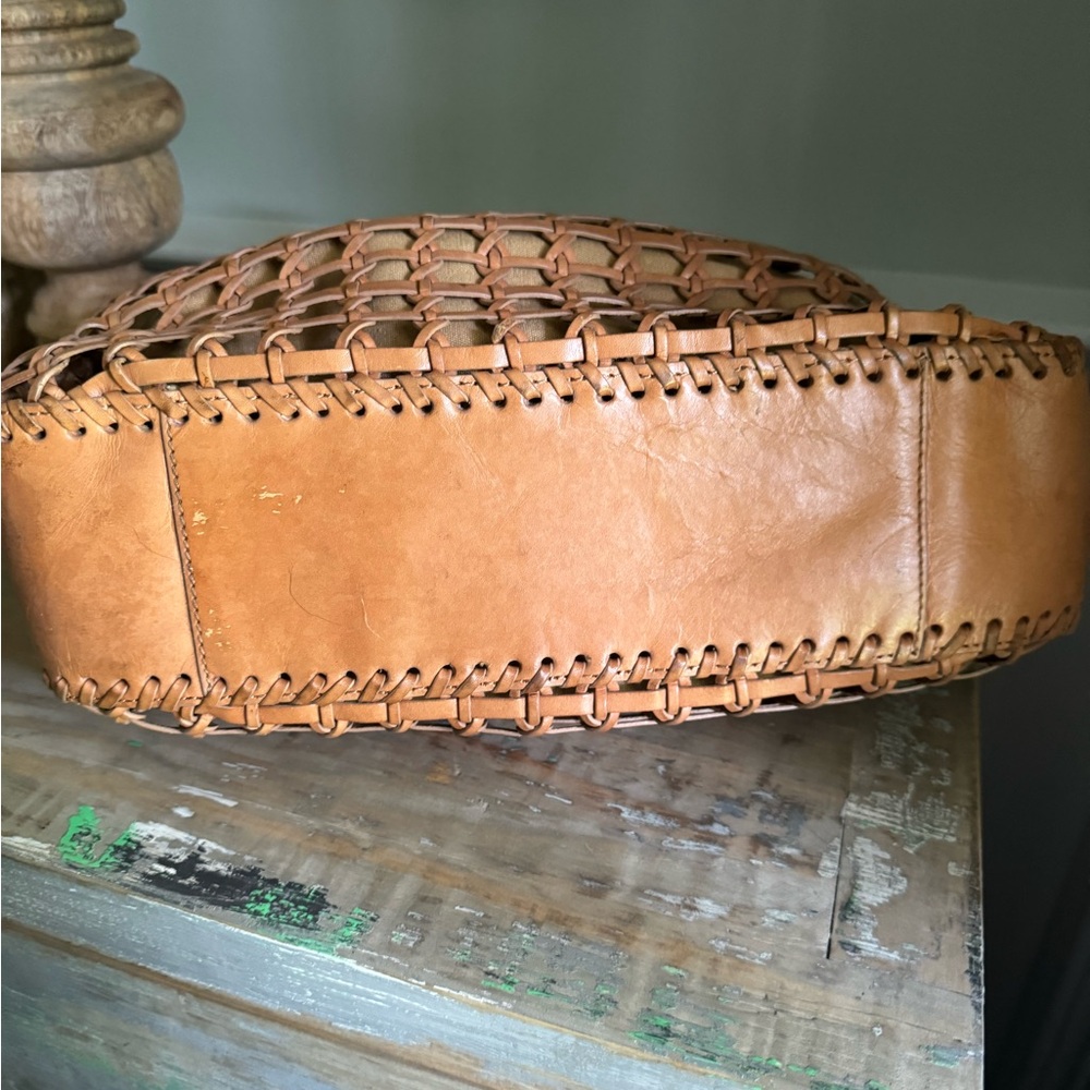 Woven Leather Tote Bag in Tan - Picture 5 of 8